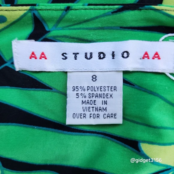 GREEN TROPICAL SLEEVELESS MAXI DRESS WITH RUCHED WAIST BY AA STUDIO - SIZE 8 EUC - Picture 5 of 7